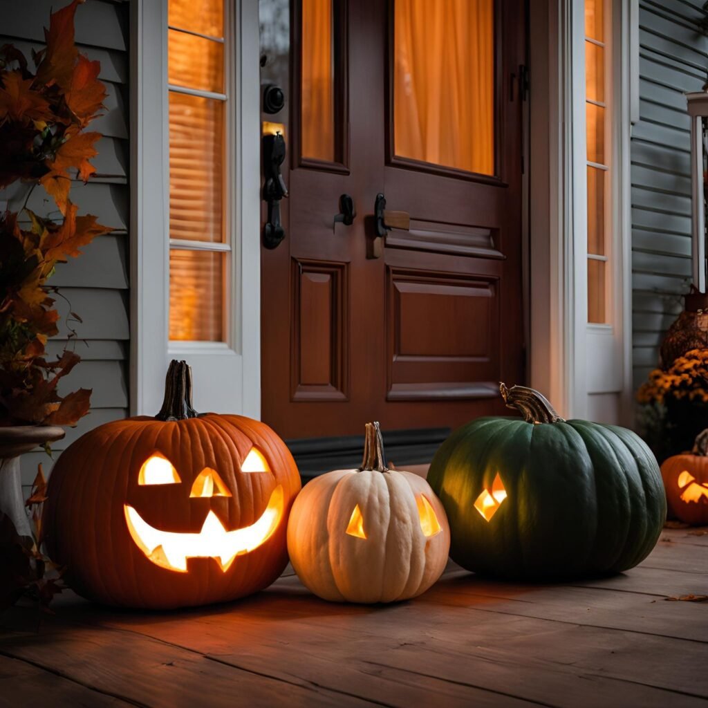 carved pumpkin Halloween decor