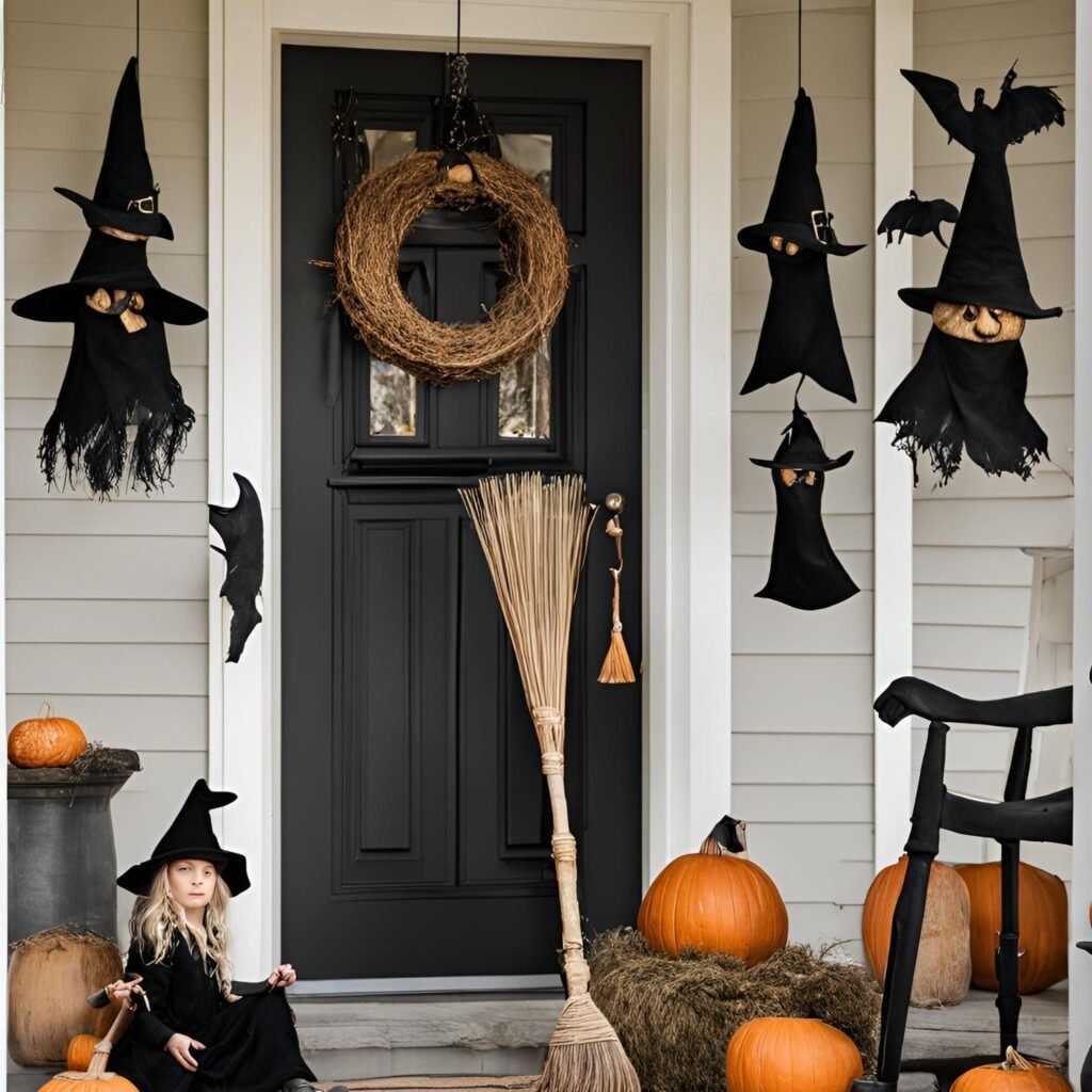 witch Halloween porch decor