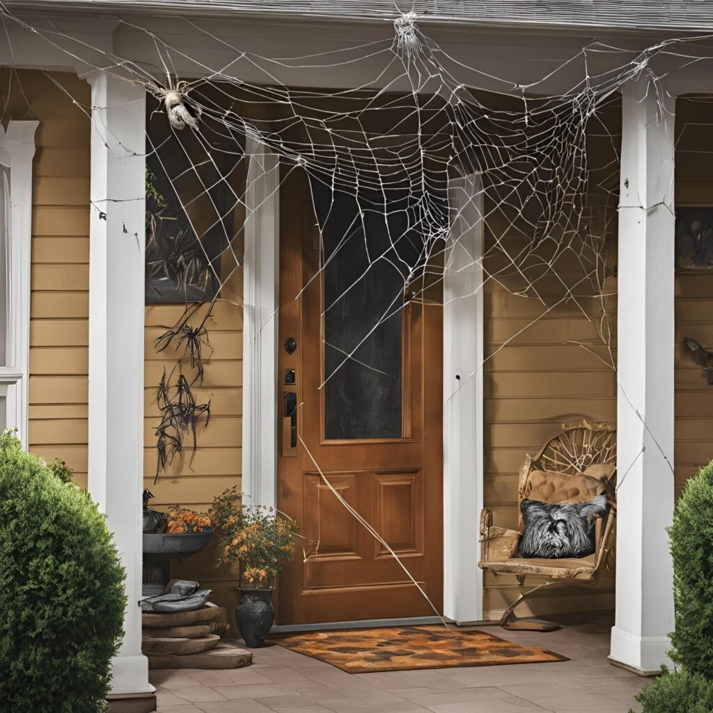 cobweb Halloween porch decor