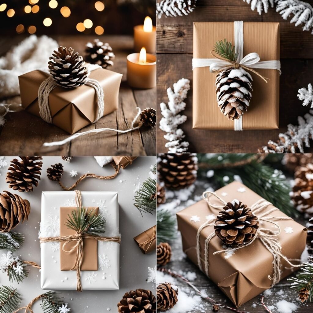 christmas gift wrapping ideas pinecone